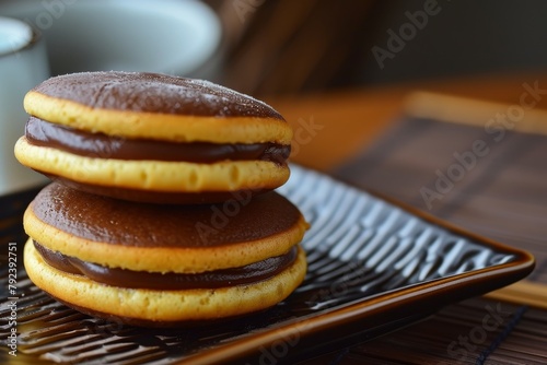 Japanese pastries made with red beans photo