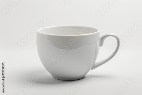Minimal design for a white coffee cup on a gray background Long banner with copy space photo