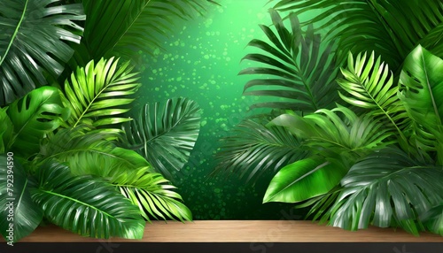 Exotic Greens  Botanical Product Background with Tropical Leaves