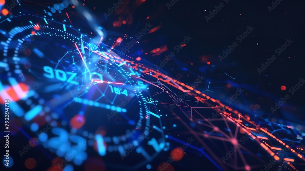 Abstract Low Poly 3D Network Cable and Speedometer Abstract Low Poly 3D Network Cable and Speedometer