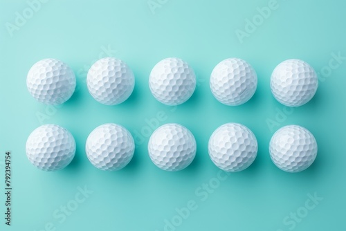 Minimalist design with white golf ball on blue pastel backdrop