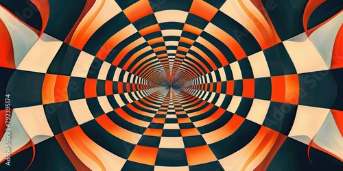 an optical illusion stock illustration of an abstract geometric pattern background  with geometric shapes and contrasting colors arranged in a way that tricks the eye 