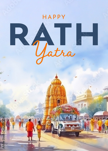 Happy Rath Yatra celebration for social media post design. Indian Holiday