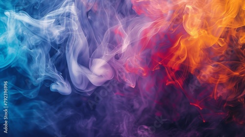 Abstract background of multicolored smoke blending harmoniously in the air, evoking a sense of wonder