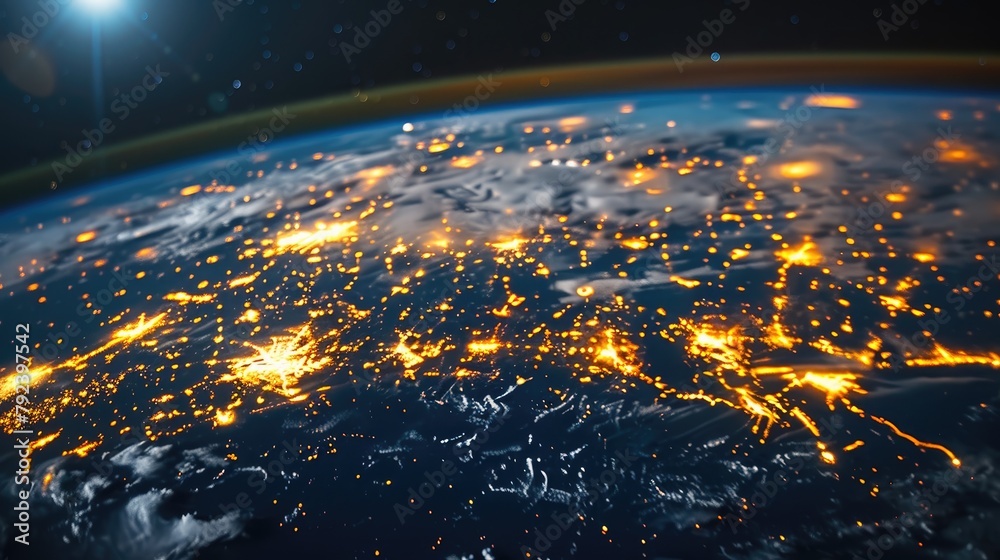Nodes of light flicker across the globe, depicting the constant exchange of information and resources facilitated by interconnected technology. illustration Nodes of light flicker across the globe, depicting the constant exchange of information and resources facilitated by interconnected technology. illustration