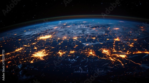 The image depicts the Earth ensnared in a virtual network of connections, highlighting the interconnectedness of humanity in the digital age. stock photo photo