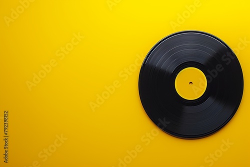 New album cover design with vinyl disc on colorful surface template