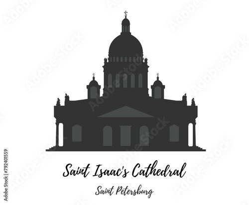 Vector silhouette of Saint Isaac's Cathedral. The city building. Famous travel building. travelling. Saint Perersburg downtown