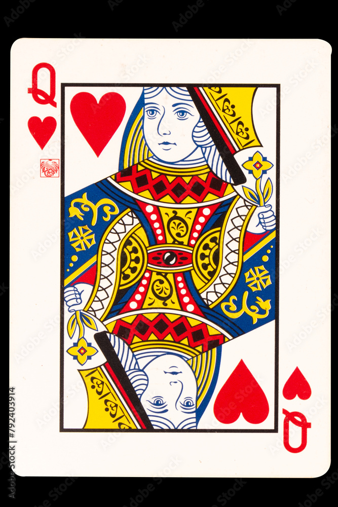card gambling Q queen heart isolated on white background