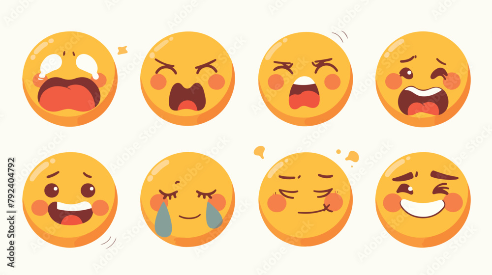 Set of Emoji emotions face icons isolated. Vector i