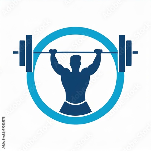 person lifting weights. Fitness icon of a person exercising