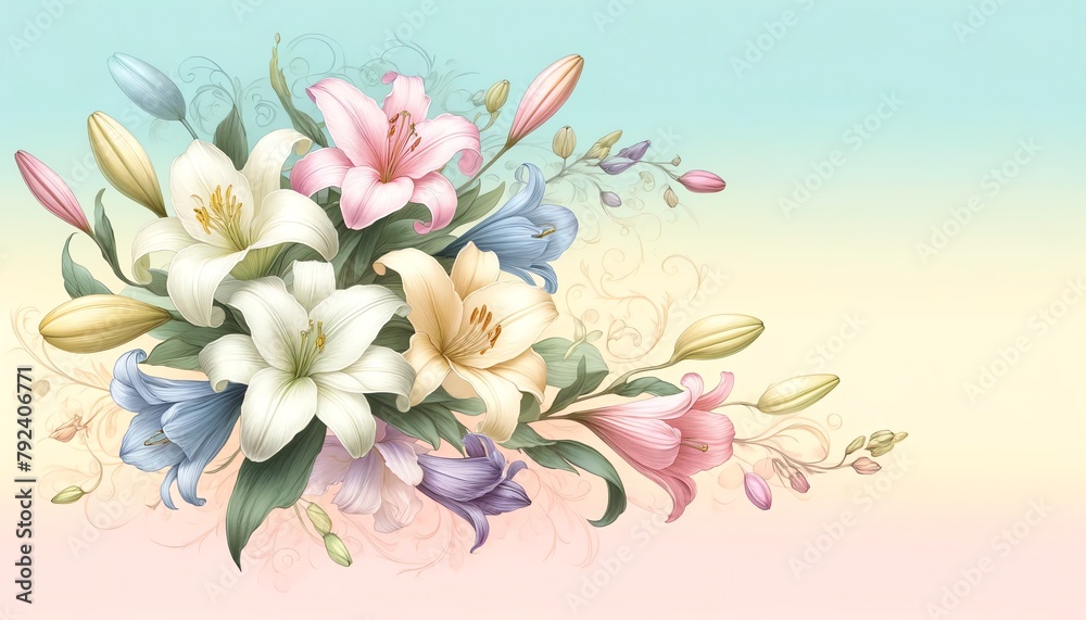 Obraz premium Image of soft pastel gradient background with Belladonna Flowers