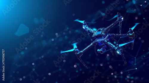 Digital Vector 3D Illustration of Drone with Camera

