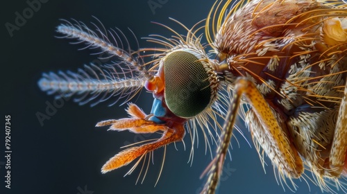 A detailed view of a mosquitos maxillary palp displaying the long hairlike structures and sensory that help it locate hosts for meals.
