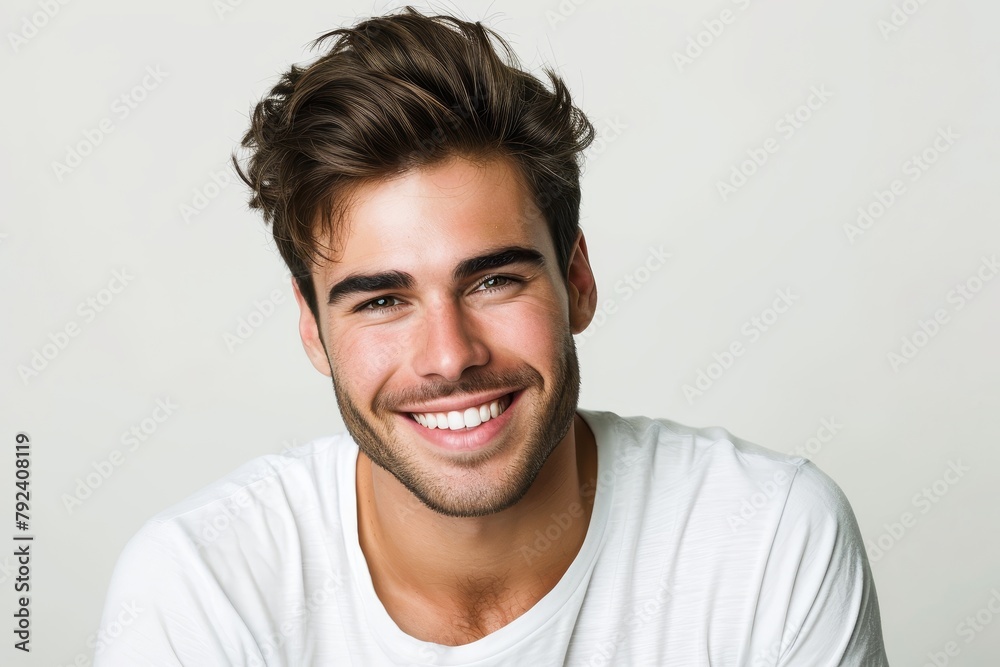 Fototapeta premium Smiling man with casual style isolated on white