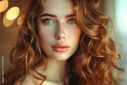 Stunning woman with curly hair coloring and styling