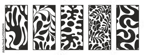 Botanical and abstract pattern Laser cut with line design pattern. Design for wood carving, wall panel decor, metal cutting, wall arts, cover background, wallpaper and banner.