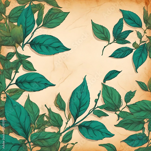 tea leaf in parchment paper background