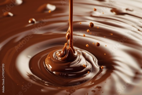 Swirling shape of dripping chocolate