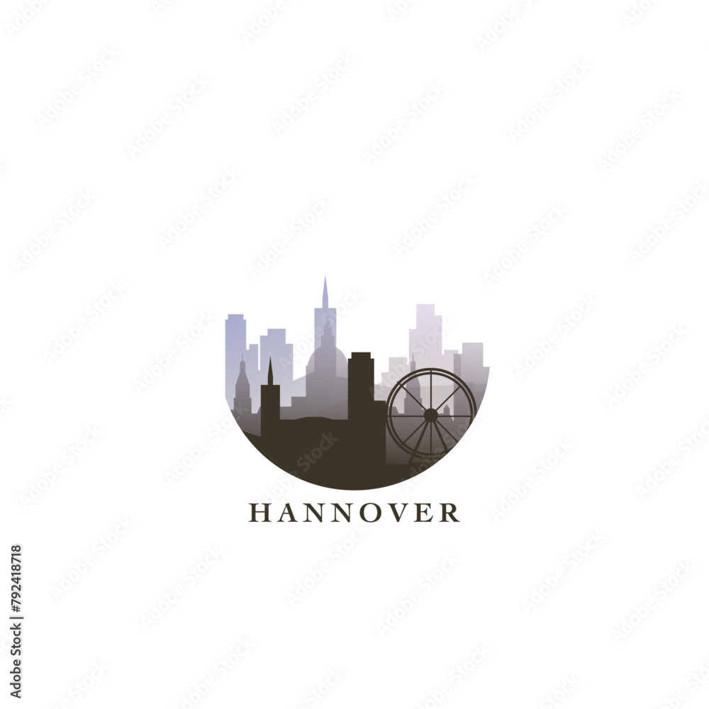 Hannover cityscape, gradient vector badge, flat skyline logo, icon. Germany city round emblem idea with landmarks and building silhouettes. Isolated graphic