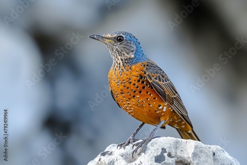 The Monticola saxatilis a bird with various colors photo