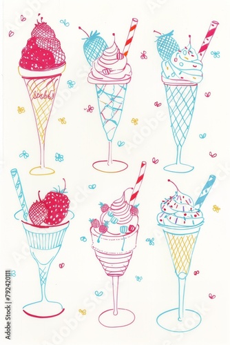 Colorful Ice Cream Cones Illustration 