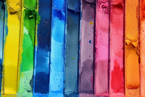 This vibrant rainbow watercolor palette serves as an excellent image for art education pride or whenever a rainbow depiction is needed photo