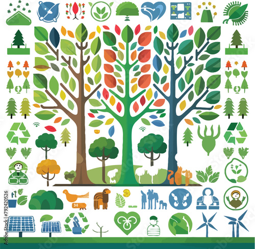 Global nature and environmental issues and solutions. AI generative.