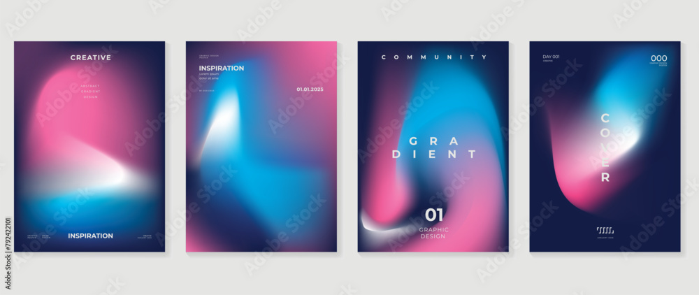 Abstract fluid gradient background vector. Minimalist style cover template with shapes, vibrant colorful and liquid color. Modern wallpaper design perfect for social media, idol poster, photo frame.