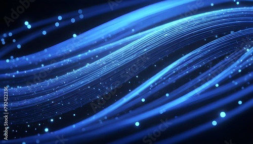 Tech background concept Glowing blue fiber optic cables representing high-speed data transmission