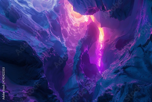 cinema 4d style, Luminescent cavern, bold use of color, white background photo
