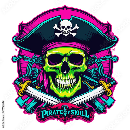 skull pirate crew with sword illustration