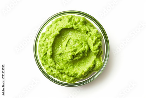 Top view of a vegan avocado dish served in a glass bowl ideal for snacks or appetizers in a vegetarian or vegan diet