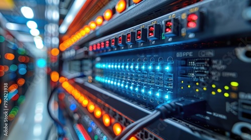 data center and network devices in high performance operation based,art photo