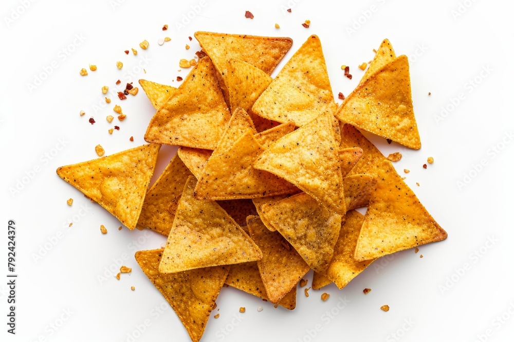 Top view of corn chips nachos on white background Top view of corn chips nachos on white background