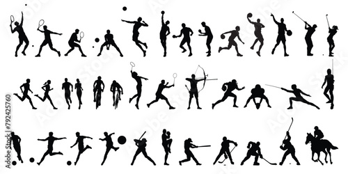 Athlete. Silhouette of an athlete or a person playing a sport on a white background. Vector illustration.