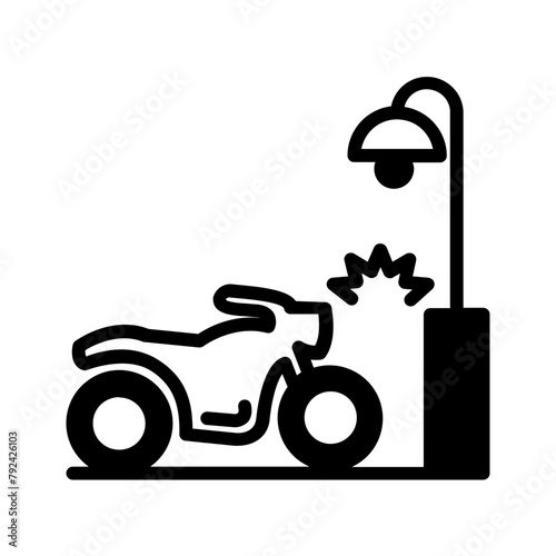 Vector solid black icon for Motorcycle accident