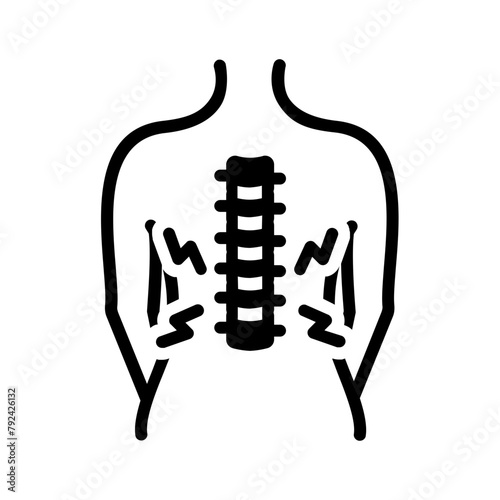 Vector solid black icon for Spinal injury