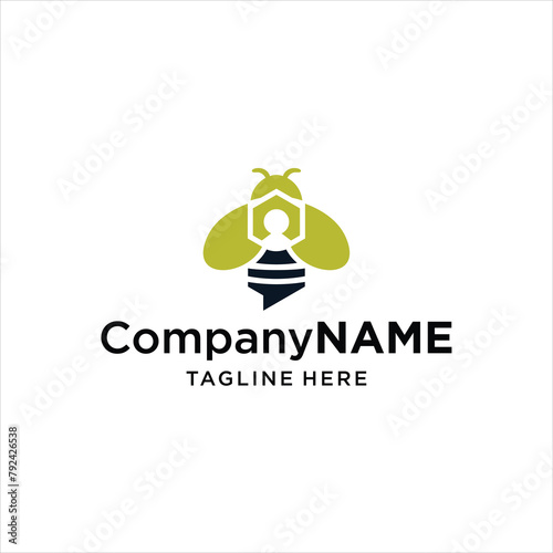 Abstract Honey Bee and person Logo design for your business or company, design inspiration, vector