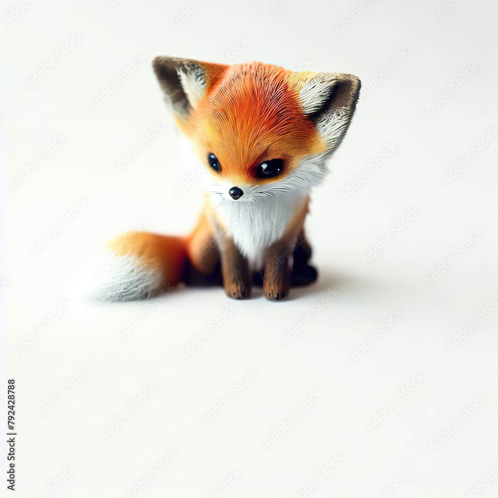 Fototapeta premium Little fox with beautiful color and white background.with Generative AI technology 