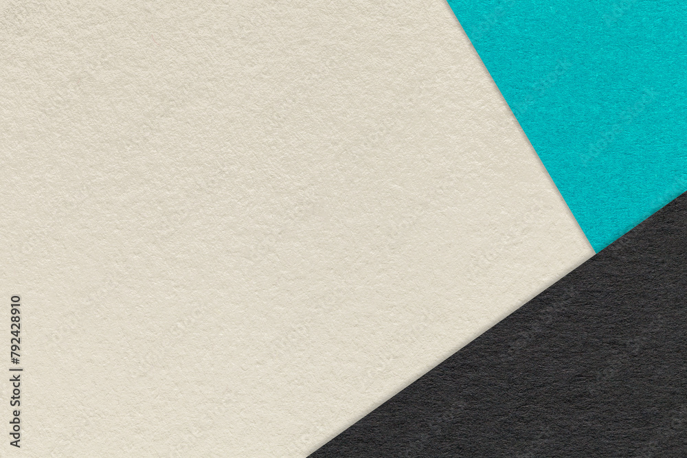 Texture of craft light beige paper background with turquoise and black border. Vintage abstract cardboard. Texture of craft light beige paper background with turquoise and black border. Vintage abstract cardboard.
