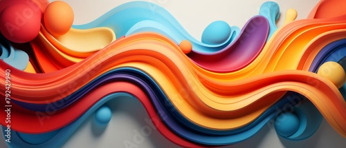 3d render of a colorful abstract background with a wave pattern. photo
