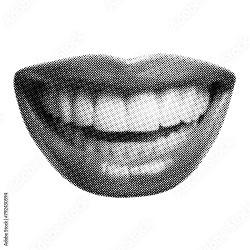 Retro halftone collage elements, halftone effect design, eye retro design	
