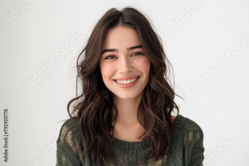 Young woman smiling and looking cute in camera Big smile beautiful isolated on white background