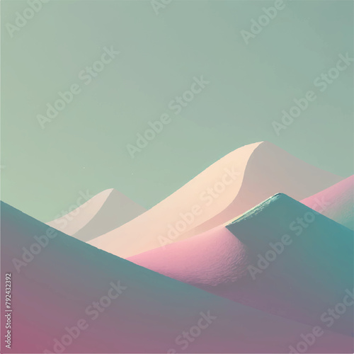 Mountain background image in simple, cool and elegant light colors