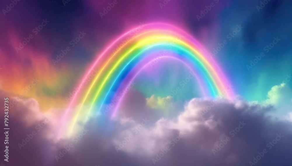 Iridescent Visions: Neon Rainbows in Heavenly Heights