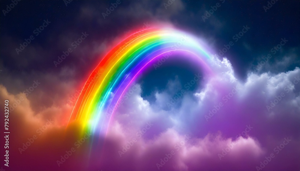Luminous Horizons: Neon Rainbow Above the Clouds