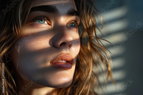 Portrait of beautiful woman with shadows