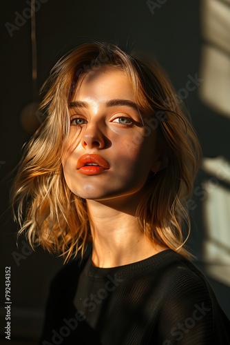 Portrait of beautiful woman with shadows