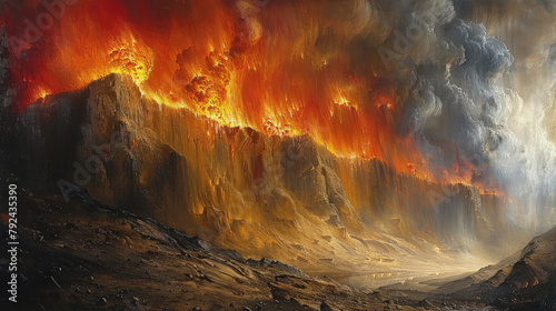 A representation of hell with burning flames that burn eternally. Religious Background.